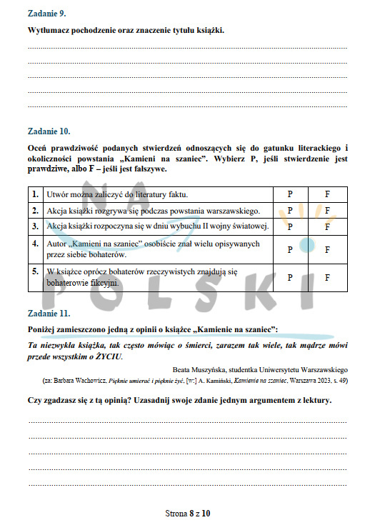 Kamienie Na Szaniec Test Gwo "Kamienie na szaniec" - sprawdzian ze znajomości lektury | Na Polski
